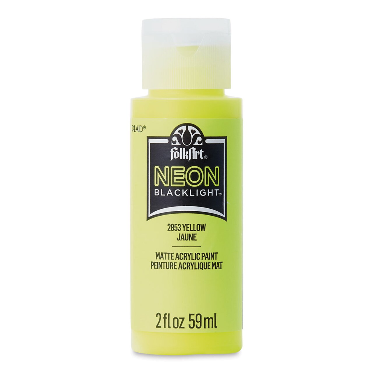 FolkArt Multi-Surface Neon Blacklight Acrylic Paint - Yellow, 2 oz, Bottle